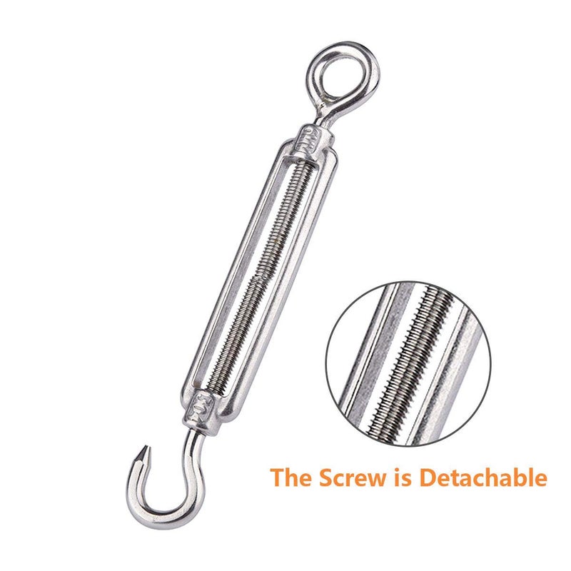 LISHINE 10 Pack M6 Turnbuckle Hook and Eye Stainless Steel Turnbuckle Wire Rope Tension Adjustable, Heavy Duty Turnbuckle Tension Hook for Wire Cable, Clothesline - Image 4